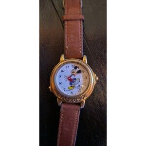 Mickey Mouse Lorus Music March Band Leader Wrist Watch Leather Band